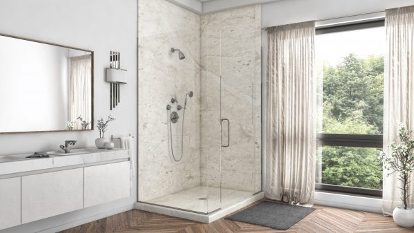 2 Panel Shower in Botticino Cream