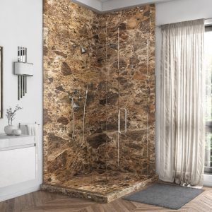 2 Panel Shower in Breccia Paradiso
